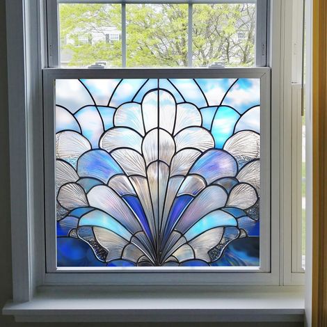 Pellicola adesiva per finestre Art Nouveau Rainbow, 2 fogli, con adesione statica e protezione UV (50x50 cm) (1/4)