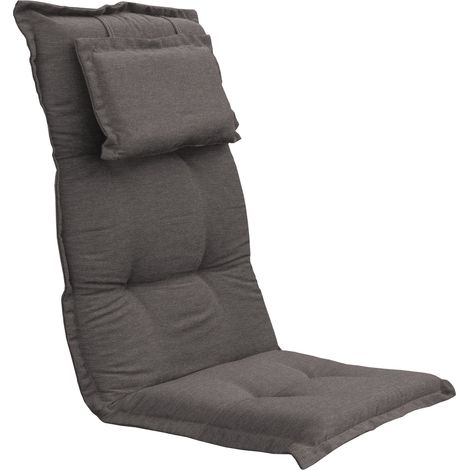 Universal Hochlehner Auflage "Portland" mit Kissen - 123 cm - Gartenstuhl Sitzkissen in anthrazit - Stuhlauflage Stuhlpolster Polsterauflage