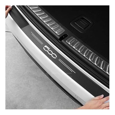 Voiture Arrière Protection des Pare-Chocs, pour 500 500C 500L 500X, Fibre Carbone Bandes Protection Coffre Anti-Rayures Autocollant, Plaque Seuil de Coffre,Black (1/5)