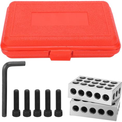 Lot de 2 blocs de précision ultra exacts 1-2-3, 23 trous, avec clé à vis, étui inclus (1/5)