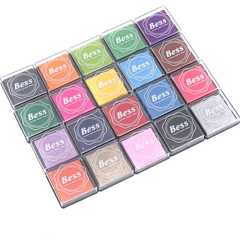 Farbiges Stempelkissen-Set, 20 Farben, Kinderbildung, Stempelkissen 4x4cm für vielfältige Anwendungen (1/5)
