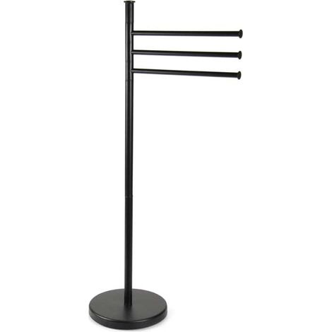 Piantana Portasciugamani Parigi da Bagno 3 Bracci in Metallo Nero 20 x 83 cm (1/4)
