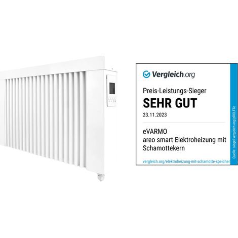 Elektroheizung areo smart base niedrige Flächenspeicherheizung 800 Watt - digitales Thermostat mit LCD-Display - Option zur Appsteuerung von eVARMO (1/4)