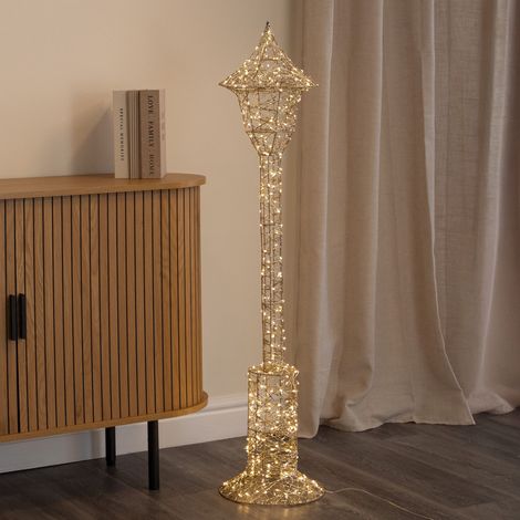 1.2m Gold Elegance Twist Christmas Lamp Post Decoration with LEDs (1/5)