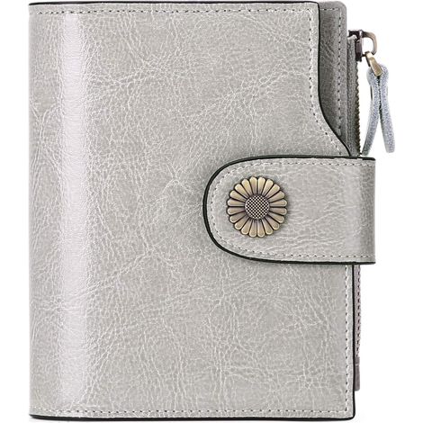 Petit portefeuille dame en cuir (gris clair)