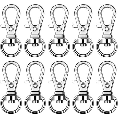 Lot de 10 clips pour cordon avec pince rotative en métal à 360 degrés, crochets pour cordon en alliage d'aluminium, anneaux porte-clés, accessoires pour la maison, l'école et le bureau. (1/5)