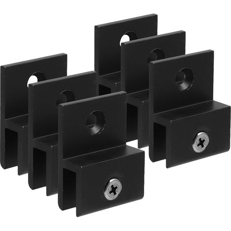 Équerre Etagere en Alliage D'aluminium Noir, Support de Verre Installation Simplifiée et Stabilité Renforcée, pour Étagere Verre Salle de Bain, Pack de 6 Pièces (1/5)