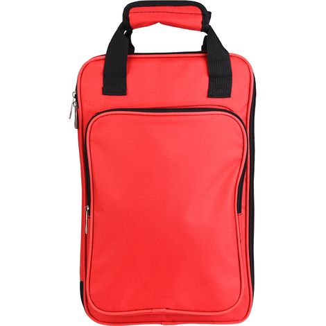 Sac à baguettes de batterie en coton renforcé, rangement multifonction rouge, bandoulière double.