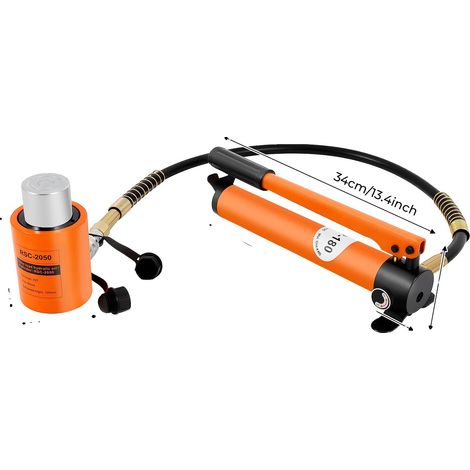 Cric hydraulique, capacité 20T, poignée ergonomique, Orange (1/2)