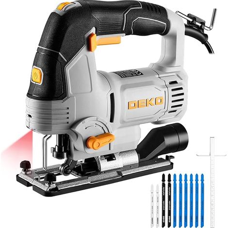 Electric Jigsaw 800 W: Oblique Cutting Jigsaw with 4 Orbital Adjustments, Variable Speed from 800 to 3000 SPM, Cutting Blade, LED Light and Laser Pointer for Wood and Metals (1/5)