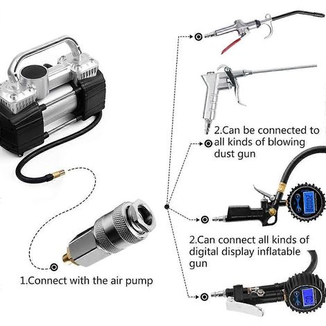 Adaptateur de buse fileté pour pompe à air 3 en 1 pour pneus de voiture, conversion rapide, tête femelle (1/4)