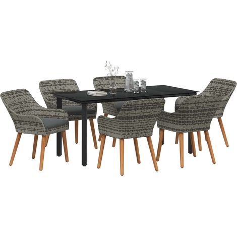 Maison Exclusive - Conjunto de Comedor de Jardín 7 pcs Gris ratán (1/4)