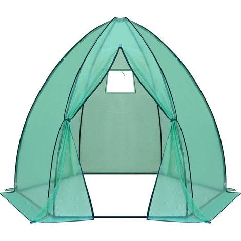 Serra a teepee da giardino in acciaio e rete PE 240 x 200 x 240 cm verde (1/3)
