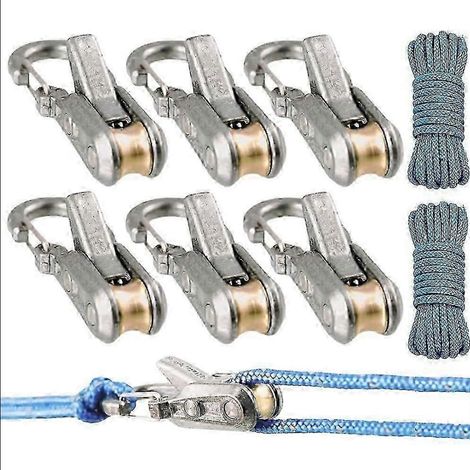 Set of 6 paracord tensioners – Knotless fastening tool with roller and adjustment loop for camping and water sports. (1/5)