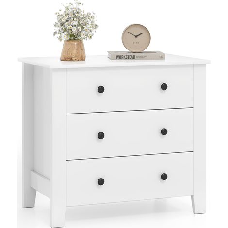 COSTWAY 3-Drawer Dresser Modern Large Nightstand Closet Storage Organizer for Bedroom (1/5)