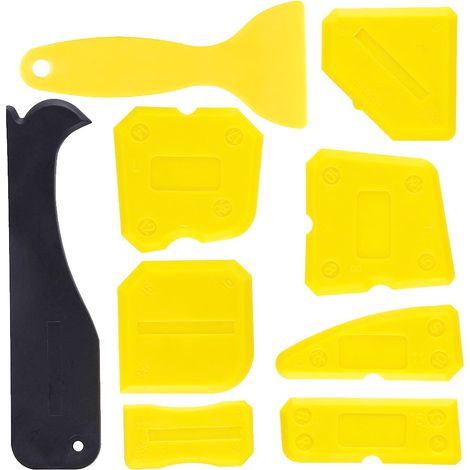 Ensemble de 9 outils pour joints de carrelage : grattoir à mastic silicone, grattoir à joints en plastique (1/5)