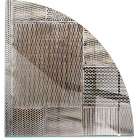 Plaque en verre trempé sous cheminée et poêle protection sol parquet Motif de tôle perforée 1/4 100x100 cm (1/5)