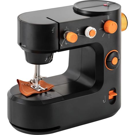 Mini máquina de coser eléctrica, con control mediante pedal, color negro. (1/2)