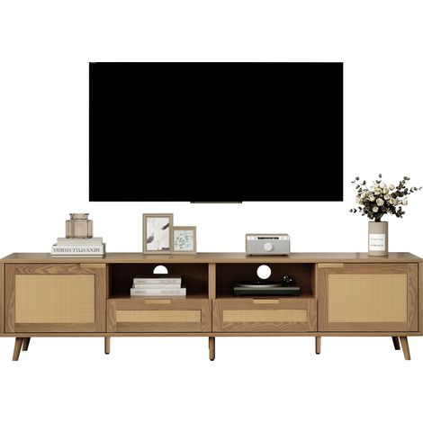 Console TV,2003749cm, Meuble TV avec design en rotin véritable, Meuble TV avec pieds en bois massif,Meuble TV en rotin tressé (1/5)