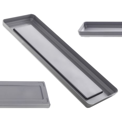 Kadax – Soucoupe rectangulaire pour pot de fleurs 40 cm – Polypropylène anthracite – Résiste aux intempéries et aux UV – Stabilité accrue