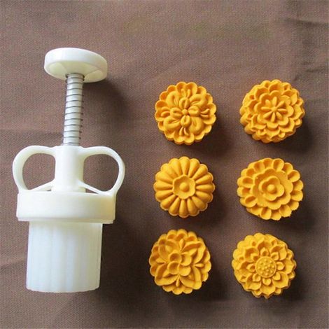 Moule à gâteau de lune en plastique 35 g, emporte-pièce en forme de fleur, accessoires de pâtisserie à pression manuelle, Fête de la Mi-Automne (1/4)