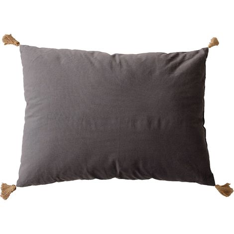 Coussin à pompons non déhoussable 50x70 cm PAO-PAO GRIS FONCE (1/3)