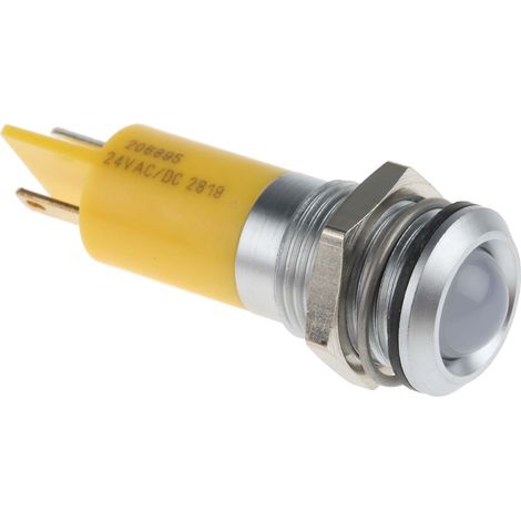 Voyant LED lumineux Jaune RS PRO, dia. 14mm, IP67 ( Prix pour 1 )