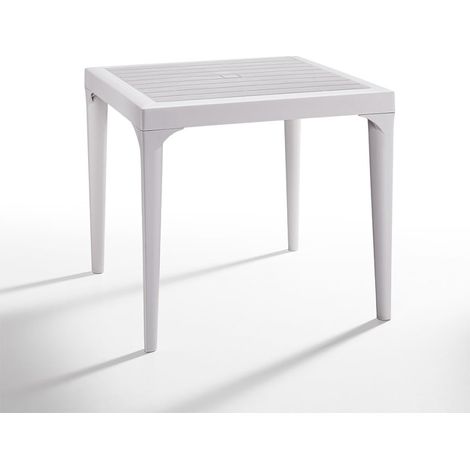 Mesa de jardín cuadrada para exterior 80x80 cm de polipropileno Malmo - Blanco