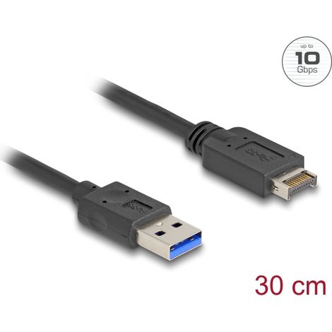 Delock Cable USB 10 Gbps Key USB Tipo-E A 20 pines macho a USB Tipo-A macho 30 cm