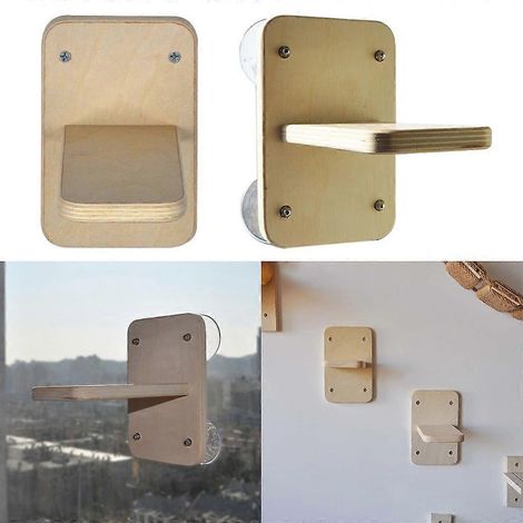 Structure murale pour chat en bois à monter soi-même, sans perçage, avec ventouses. (1/4)
