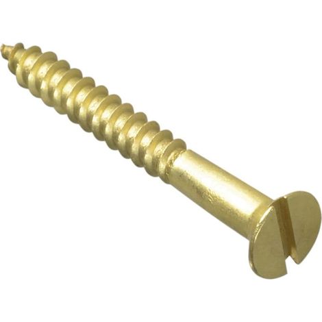 Forgefix Wood Screw Slotted CSK Brass 1.1/2in x 8 Forge Pack 10 FORFPC1128B (1/5)