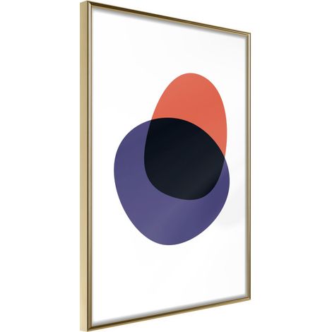 Affiche Murale Encadrée "White, Orange, Violet and Black" 30 x 42 cm Or
