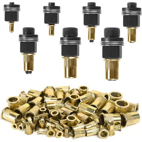 7 Pièces Écrous à Tête de Rivet à Main, Riveteuse Manuelle pour Ecrou à Sertir, Ensemble de Écrous à Riveter, pour Rivets M3 M4 M5 M6 M8 M10 M12, Outil de Rivetage Manuel avec 70 Pièces Écrous (1/5)
