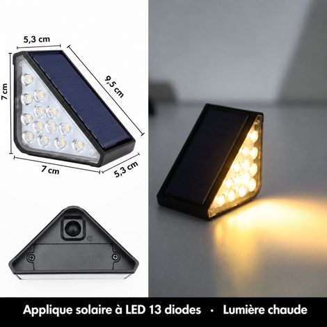 Lampe solaire d'escalier 13 LED éclairage continu balise de marche extérieure 1 pièce 13led gb-58-2-2 1 9,5 × 9,5 × 7 cm 300 g – Livraison gratuite