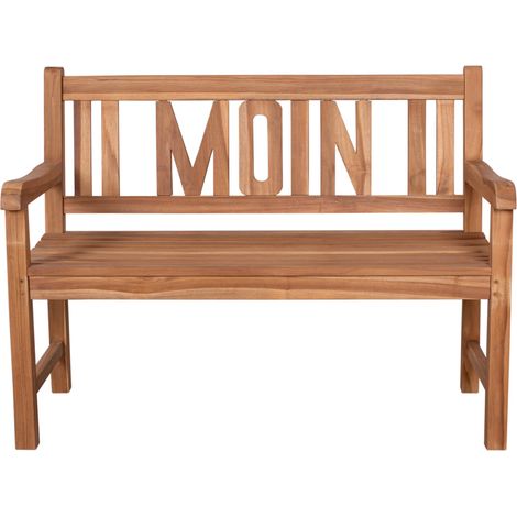 deVries ""WOODIE"" MOIN Gartenbank aus Teakholz mit Rückenlehne Gravur 120x60x89 cm