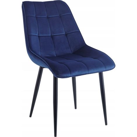 Silla J262-1 (patas negras) terciopelo azul (1/5)