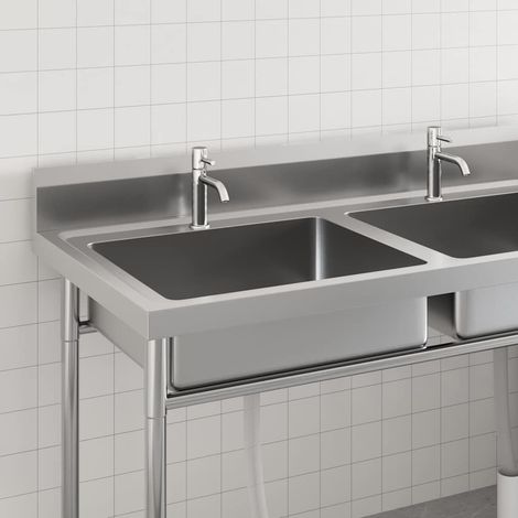 Maison Exclusive - Évier de cuisine à lavabo double Acier inoxydable (1/5)