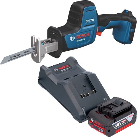 Scie sabre sans fil Bosch GSA 18V-24 Professional 18 V 230 mm sans balais + 1 batterie 4,0 Ah + chargeur (1/5)