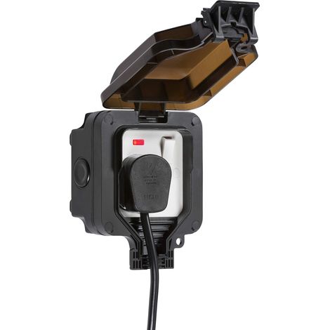 Interrupteur à fusible unique extérieur résistant aux intempéries avec néon, noir, 153 mm 110 mm 84 mm (1/2)