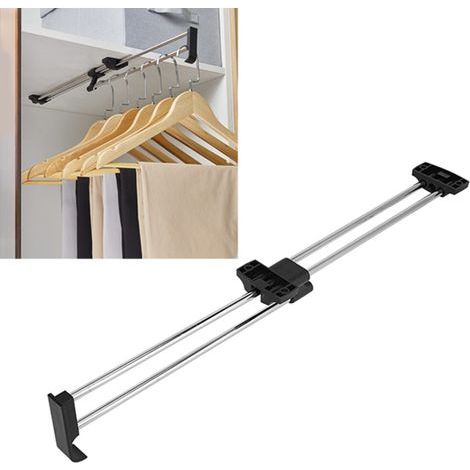 Rail Rétractable pour Armoire, Porte-vêtements Extensible en Chrome, Barre de Rangement pour Manteaux et Serviettes (1/5)