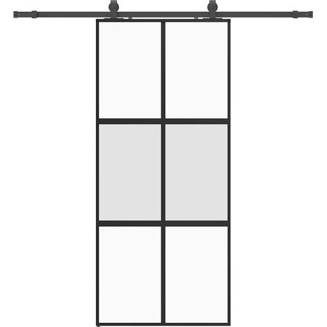 Maison Exclusive - Schiebetür mit Beschlag Schwarz 90x205 cm Hart