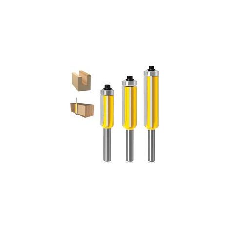 3-teiliger Fräser, 4-schneidiger Schaftfräser mit Kugellager, gerader Bündigfräser, Hartmetall, Holzbearbeitung, Metallbearbeitung (DIY) - Crezuo (1/4)