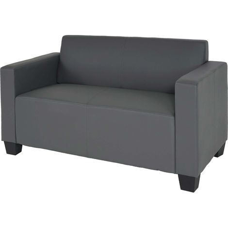[NEUWERTIG] 2er Sofa Couch Moncalieri Loungesofa Kunstleder dunkelgrau (1/5)