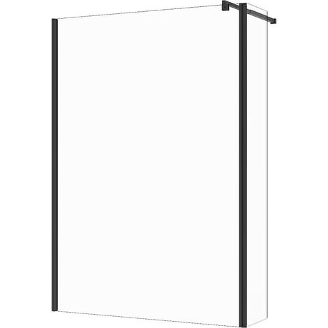 Parete doccia a filo pavimento con anta girevole Nero opaco Vetro 6 mm (140 + 40) x 200 cm - DAREN