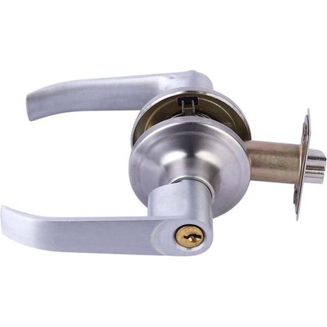 1 serrure sphérique 3 barres, argent, verrouillage bouton poussoir ou tournant, entraxe 60 ou 70 mm, pour porte intérieure salle de bain et chambre (1/5)