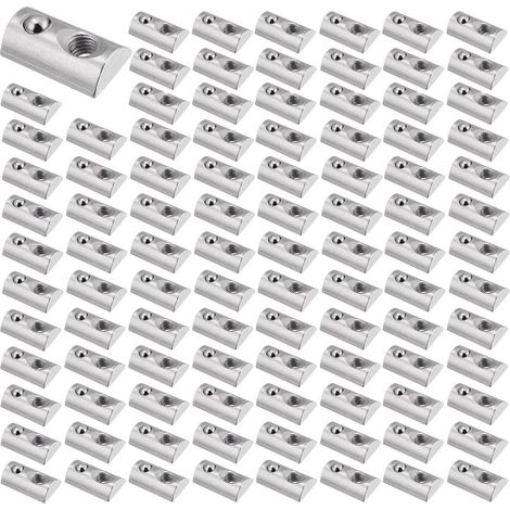 Écrous Coulissants M8, 100 pièces Écrous à Rainure en T Avec Ressort à Bille, Écrou En T À Ressort, pour Profilés Avec Rainure de 8 mm, pour Profilés en Aluminium Rainures Extrudées (1/5)