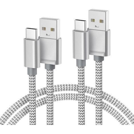 Câble Chargeur pour iPhone 17 16 15 Pro,USB Type C Cordon Charge Nylon 2M 2 Pack pour iPad 10 11 12.9 Air 4 5 2024 Mini 6 7 2022 2021,Samsung Galaxy S24 S23 A54 A55,M34 M53 M33,M52 M42 M32 (1/5)