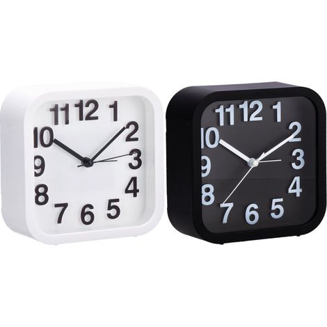 1 Pezzo Orologio Sveglia da Comodino Nera o Bianca 13 x 13 x 5 cm 2 Colori