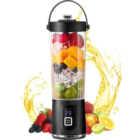 Tragbarer Mixer, kleiner Milchshake-Maker mit LED-Bildschirm, wiederaufladbarer Saftmixer mit Akku mit hoher Kapazität, ideal für Reisen, Büro, Fitnessstudio und Zuhause. (1/4)