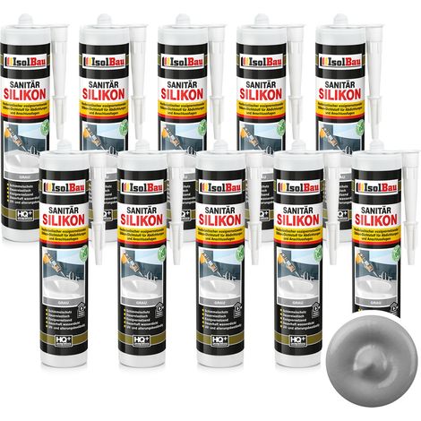 IsolBau Sanitary Silicone Gray Sanitär Silikon 10 x 300ml (1/5)